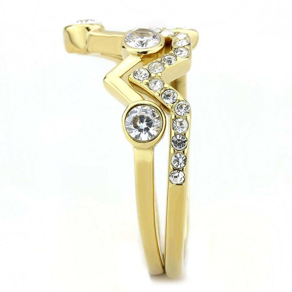 TK3596 - IP Gold(Ion Plating) Stainless Steel Ring with AAA Grade CZ in Clear - Alamode - Flyclothing LLC