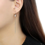 TK3599 - High polished (no plating) Stainless Steel Earrings with AAA Grade CZ in Clear - Alamode - Flyclothing LLC