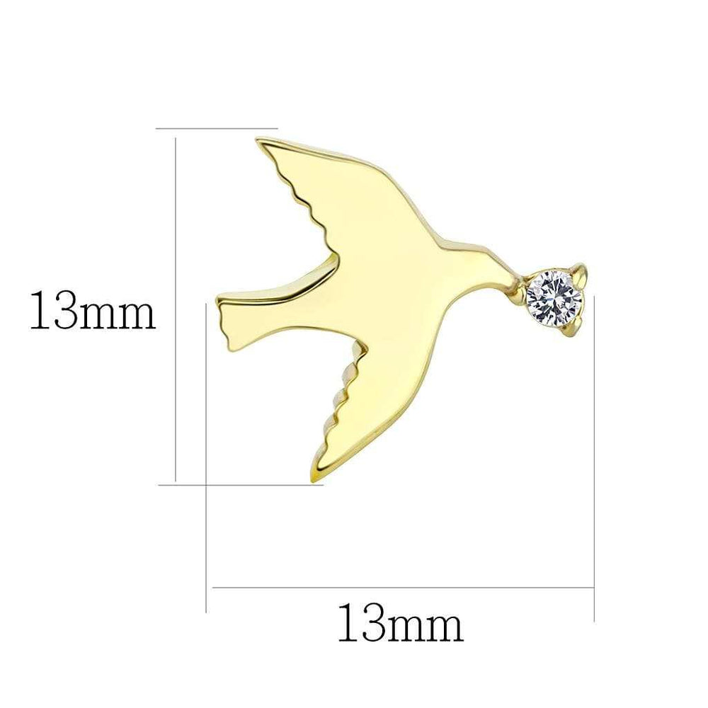 TK3603 - IP Gold(Ion Plating) Stainless Steel Earrings with AAA Grade CZ in Clear - Alamode - Flyclothing LLC