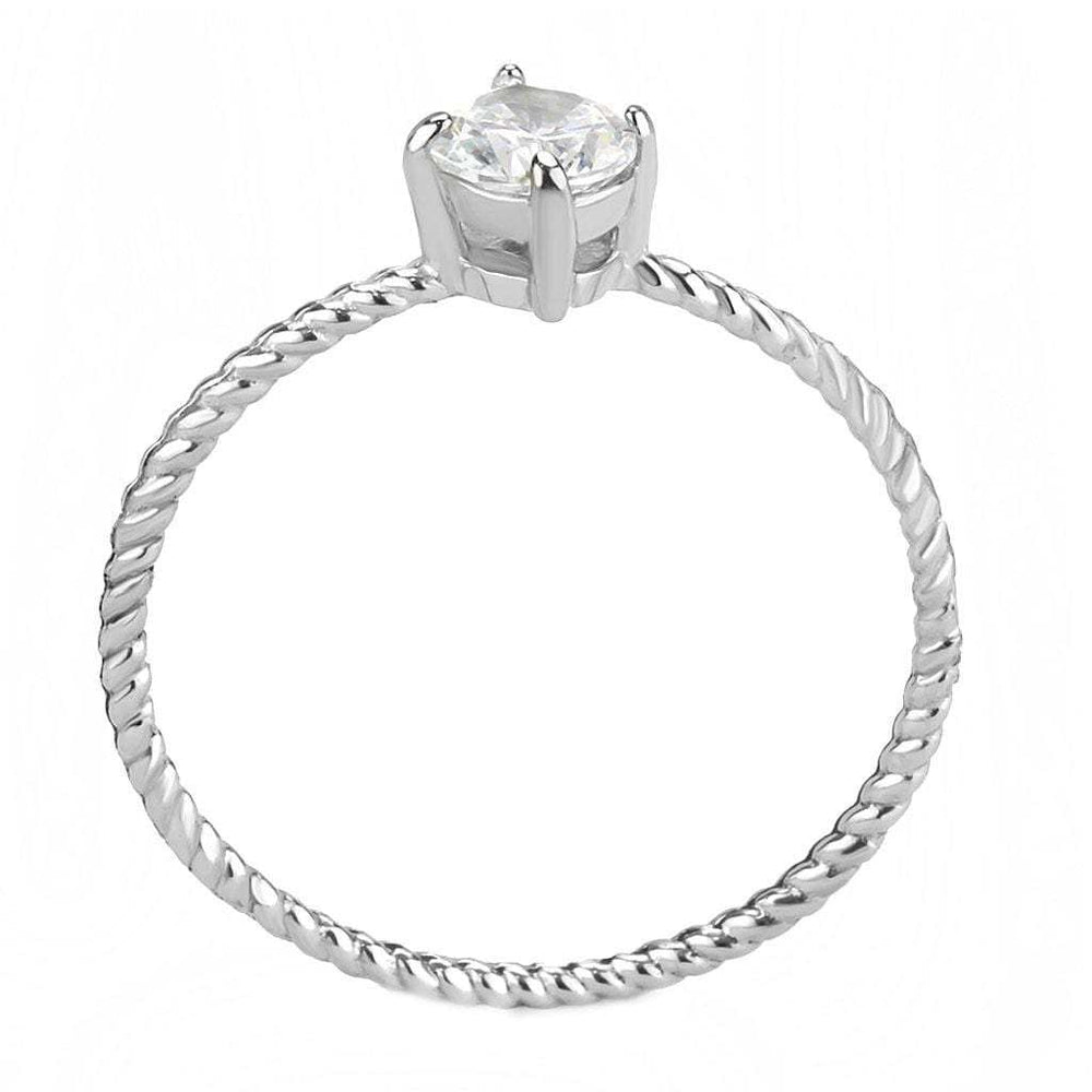 TK3604 - No Plating Stainless Steel Ring with AAA Grade CZ in Clear - Alamode - Flyclothing LLC