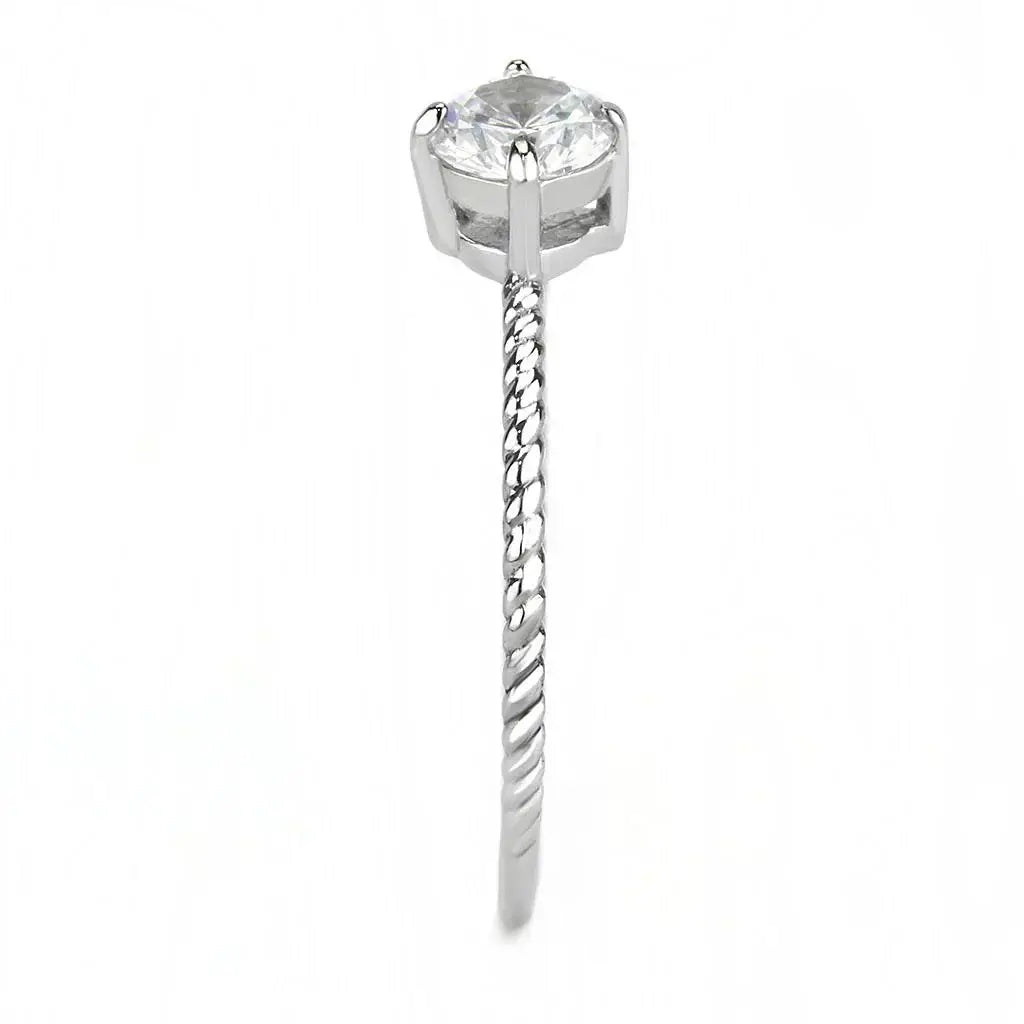 TK3604 - No Plating Stainless Steel Ring with AAA Grade CZ in Clear - Alamode - Flyclothing LLC