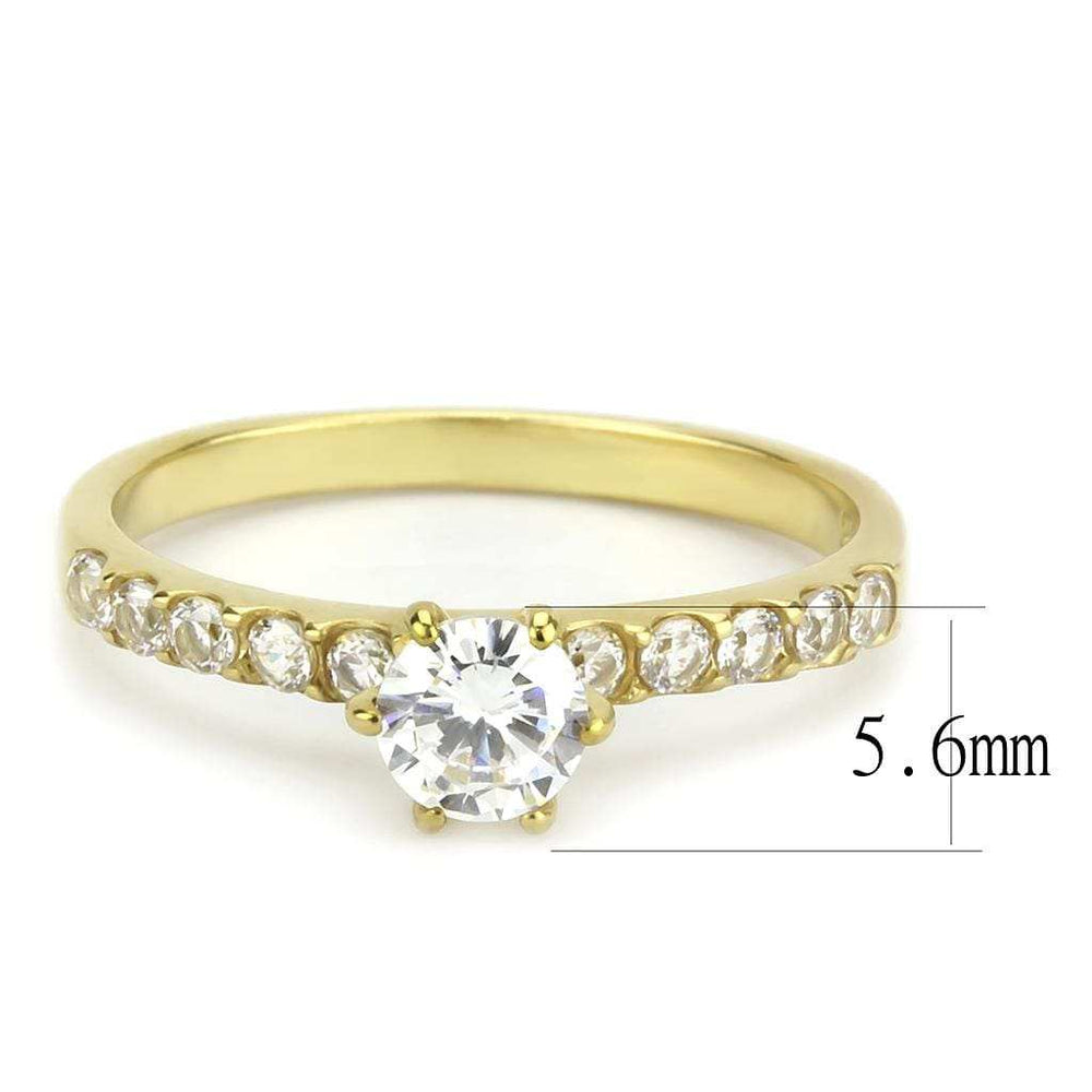 TK3605 - IP Gold(Ion Plating) Stainless Steel Ring with AAA Grade CZ in Clear - Alamode - Flyclothing LLC