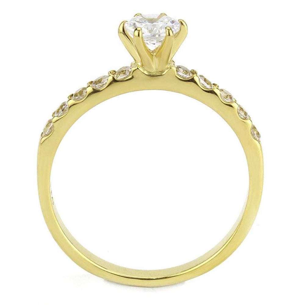 TK3605 - IP Gold(Ion Plating) Stainless Steel Ring with AAA Grade CZ in Clear - Alamode - Flyclothing LLC