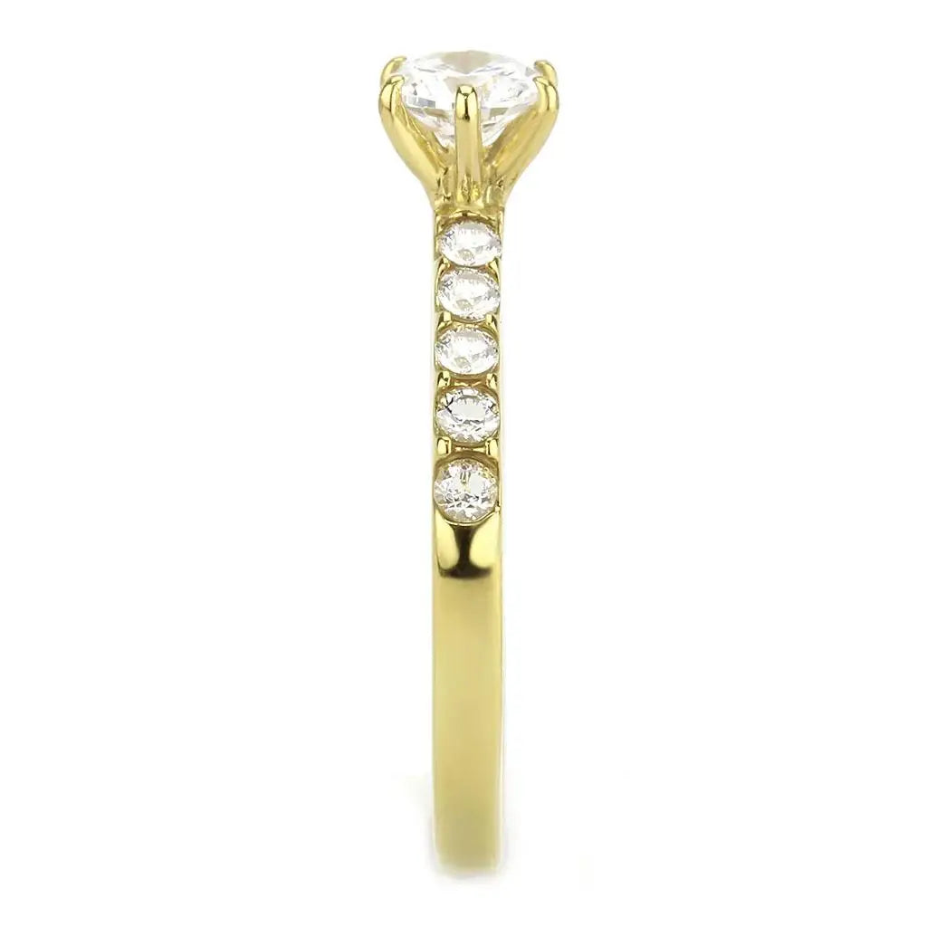 TK3605 - IP Gold(Ion Plating) Stainless Steel Ring with AAA Grade CZ in Clear - Alamode - Flyclothing LLC