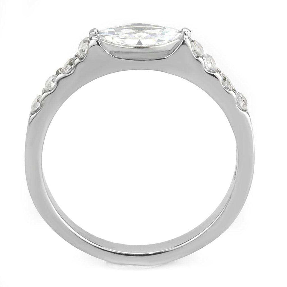 TK3607 - No Plating Stainless Steel Ring with AAA Grade CZ in Clear - Alamode - Flyclothing LLC
