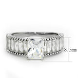TK3608 - No Plating Stainless Steel Ring with AAA Grade CZ  in Clear - Alamode