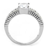 TK3608 - No Plating Stainless Steel Ring with AAA Grade CZ  in Clear