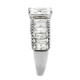 TK3608 - No Plating Stainless Steel Ring with AAA Grade CZ in Clear - Alamode - Flyclothing LLC