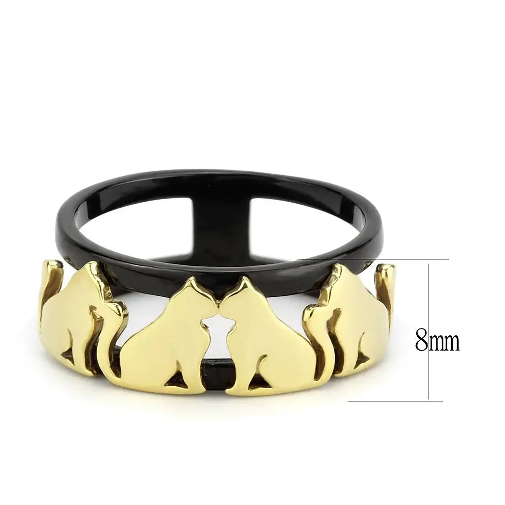 TK3609 - IP Gold+ IP Black (Ion Plating) Stainless Steel Ring with No Stone - Alamode - Flyclothing LLC