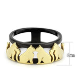 TK3609 - IP Gold+ IP Black (Ion Plating) Stainless Steel Ring with No Stone - Alamode