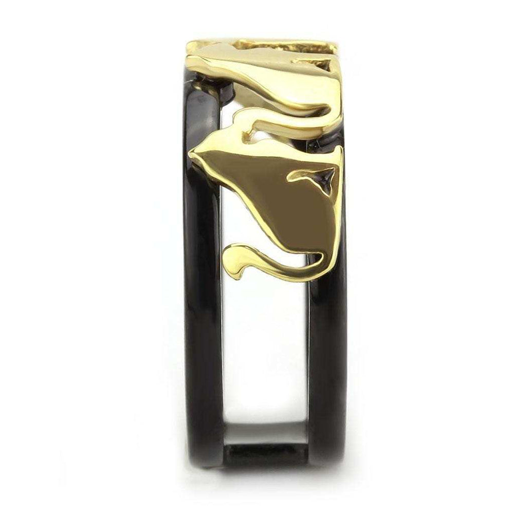 TK3609 - IP Gold+ IP Black (Ion Plating) Stainless Steel Ring with No Stone - Alamode - Flyclothing LLC
