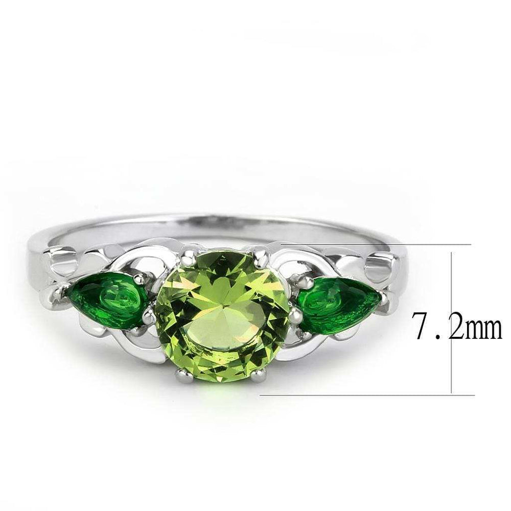TK3610 - No Plating Stainless Steel Ring with Crystal in Peridot - Alamode - Flyclothing LLC