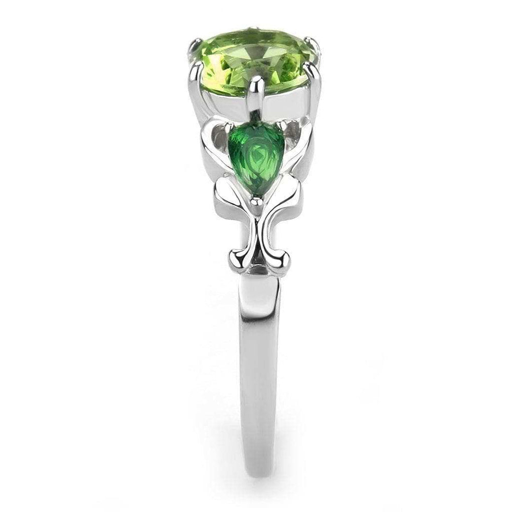 TK3610 - No Plating Stainless Steel Ring with Crystal in Peridot - Alamode - Flyclothing LLC