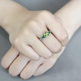 TK3610 - No Plating Stainless Steel Ring with Crystal in Peridot - Alamode - Flyclothing LLC