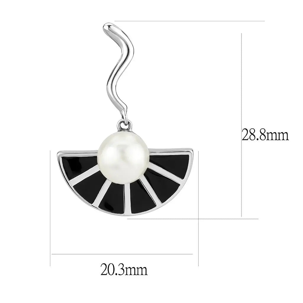 TK3612 - No Plating Stainless Steel Earrings with Synthetic Pearl in White - Alamode - Flyclothing LLC