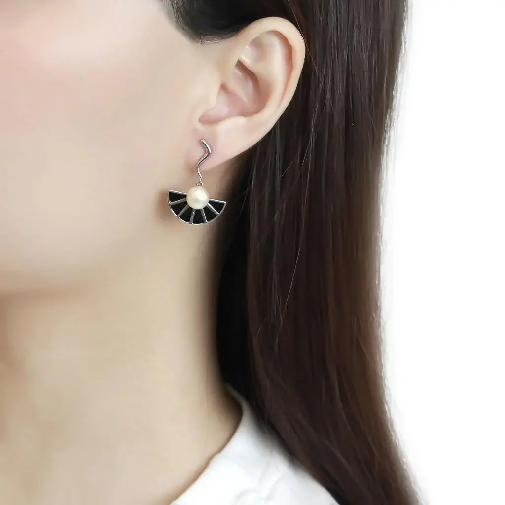TK3612 - No Plating Stainless Steel Earrings with Synthetic Pearl in White - Alamode - Flyclothing LLC