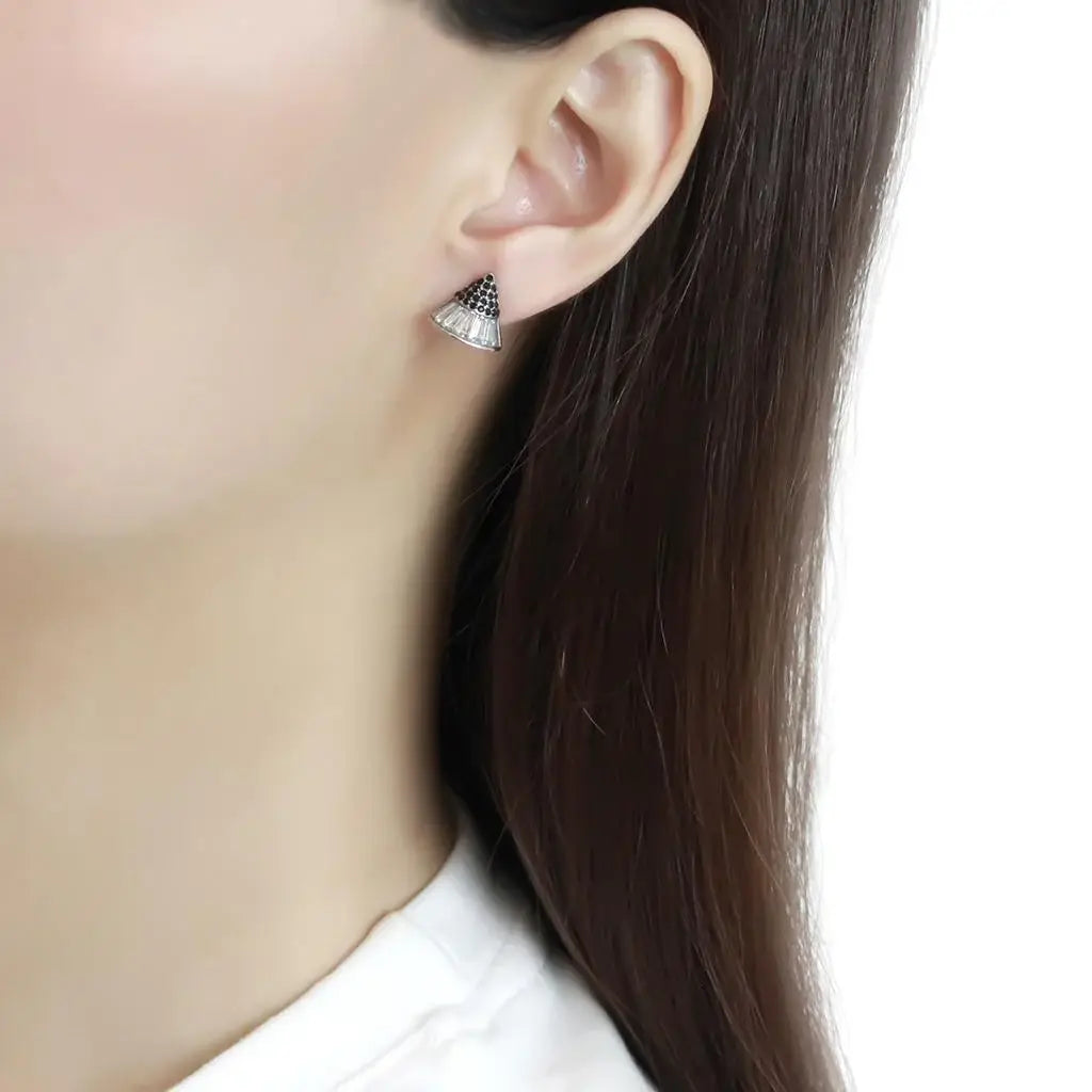 TK3613 - No Plating Stainless Steel Earrings with AAA Grade CZ in Clear - Alamode - Flyclothing LLC