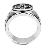 TK3617 - High polished (no plating) Stainless Steel Ring with Top Grade Crystal  in Jet - Alamode