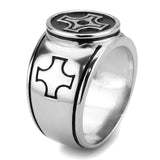 TK3617 - High polished (no plating) Stainless Steel Ring with Top Grade Crystal  in Jet - Alamode