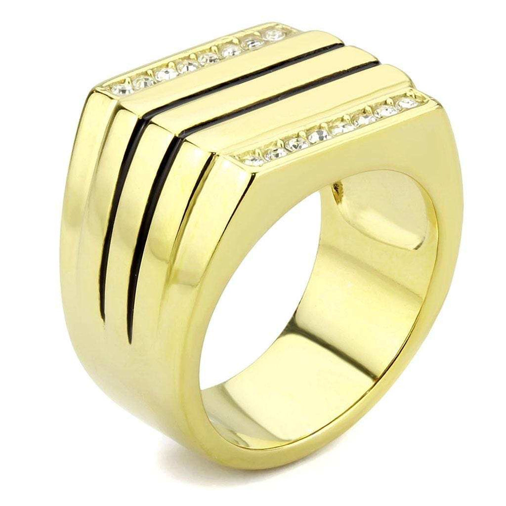 TK3618 - IP Gold(Ion Plating) Stainless Steel Ring with Top Grade Crystal in Clear - Alamode - Flyclothing LLC