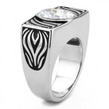 TK3620 - High polished (no plating) Stainless Steel Ring with AAA Grade CZ  in Clear