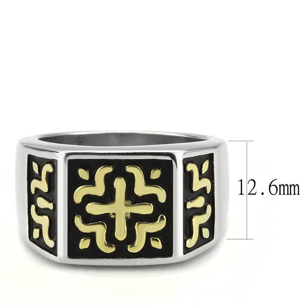 TK3622 - Two-Tone IP Gold (Ion Plating) Stainless Steel Ring with No Stone - Alamode - Flyclothing LLC