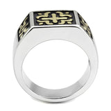 TK3622 - Two-Tone IP Gold (Ion Plating) Stainless Steel Ring with No Stone - Alamode
