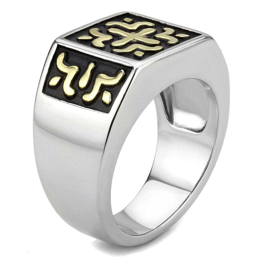 TK3622 - Two-Tone IP Gold (Ion Plating) Stainless Steel Ring with No Stone - Alamode - Flyclothing LLC