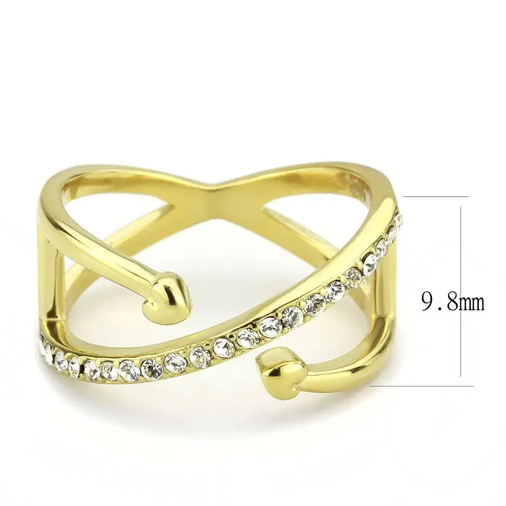 TK3625 - IP Gold(Ion Plating) Stainless Steel Ring with Top Grade Crystal in Clear - Alamode - Flyclothing LLC