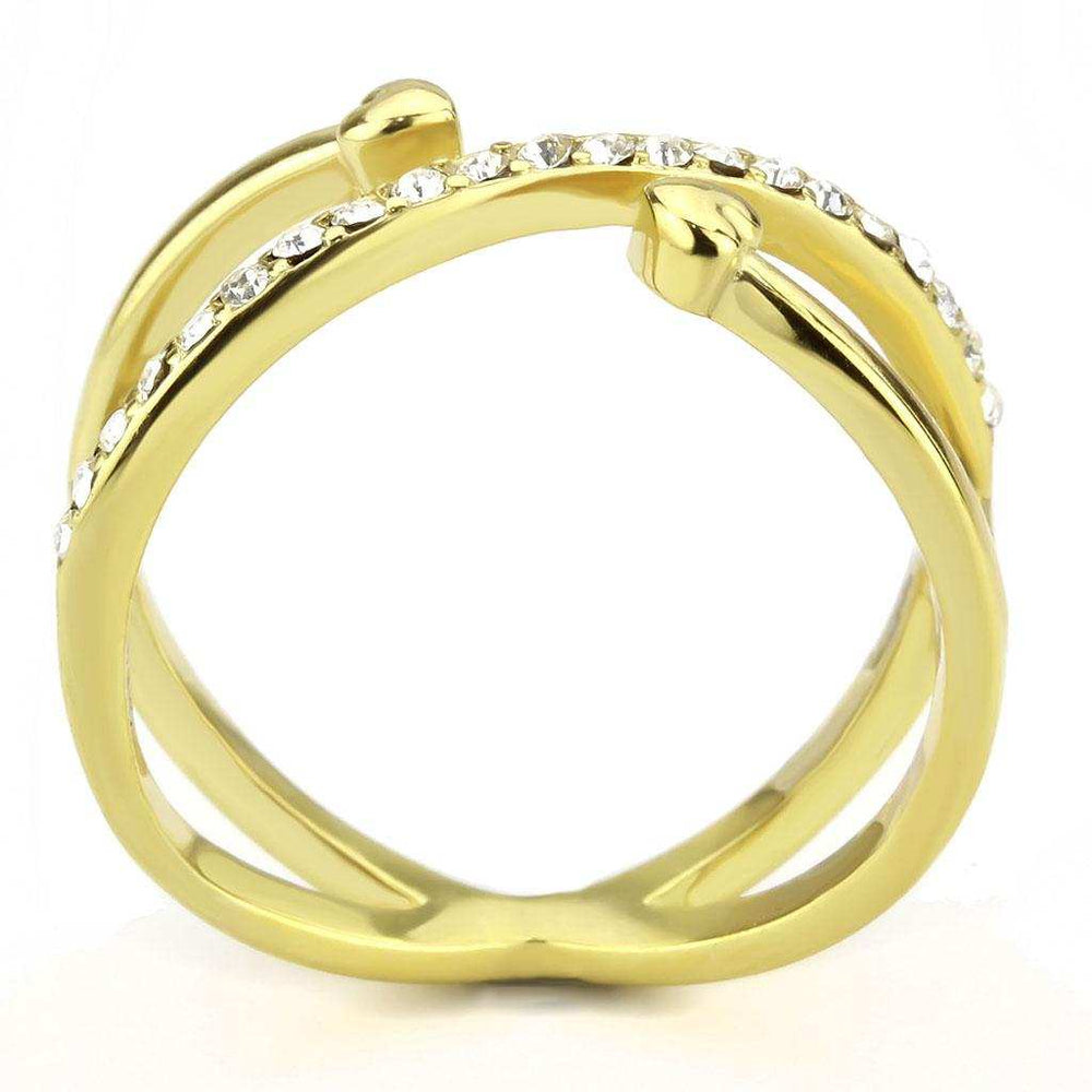 TK3625 - IP Gold(Ion Plating) Stainless Steel Ring with Top Grade Crystal in Clear - Alamode - Flyclothing LLC