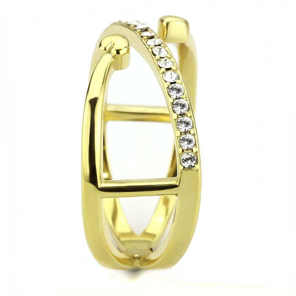 TK3625 - IP Gold(Ion Plating) Stainless Steel Ring with Top Grade Crystal in Clear - Alamode - Flyclothing LLC