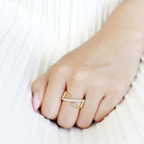 TK3625 - IP Gold(Ion Plating) Stainless Steel Ring with Top Grade Crystal in Clear - Alamode - Flyclothing LLC
