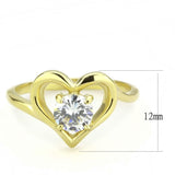 TK3628 - IP Gold(Ion Plating) Stainless Steel Ring with AAA Grade CZ  in Clear - Alamode