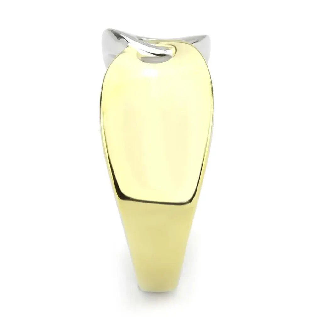 TK3630 - Two-Tone IP Gold (Ion Plating) Stainless Steel Ring with No Stone - Alamode - Flyclothing LLC