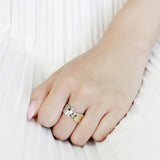 TK3630 - Two-Tone IP Gold (Ion Plating) Stainless Steel Ring with No Stone - Alamode - Flyclothing LLC