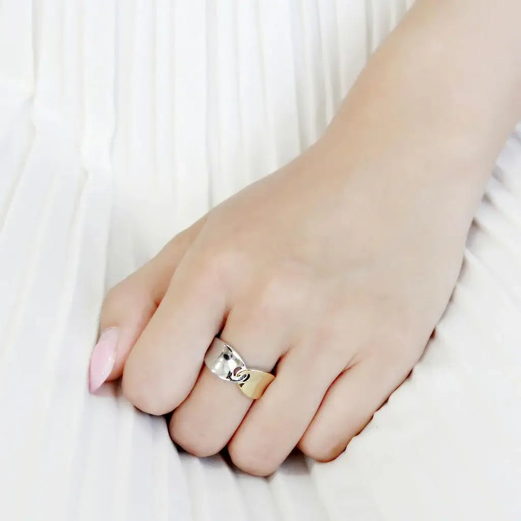TK3630 - Two-Tone IP Gold (Ion Plating) Stainless Steel Ring with No Stone - Alamode - Flyclothing LLC