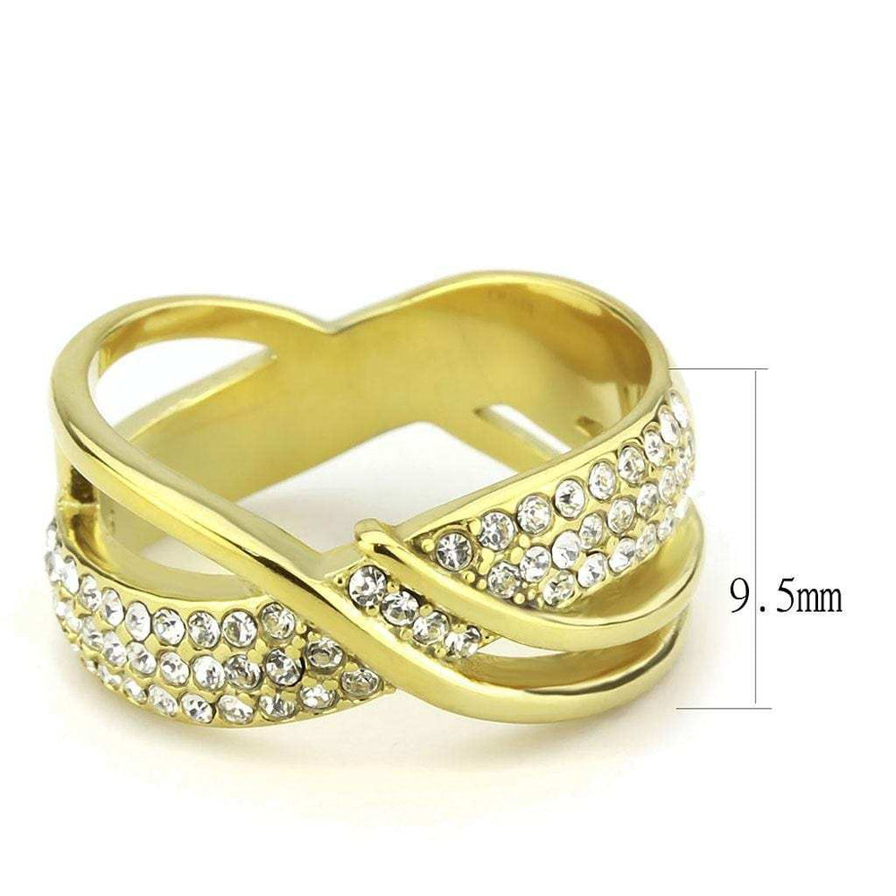 TK3632 - IP Gold(Ion Plating) Stainless Steel Ring with Top Grade Crystal in Clear - Alamode - Flyclothing LLC