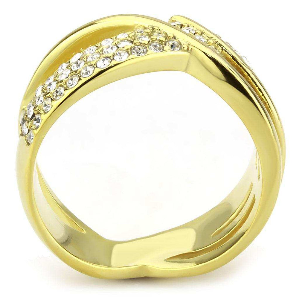 TK3632 - IP Gold(Ion Plating) Stainless Steel Ring with Top Grade Crystal in Clear - Alamode - Flyclothing LLC