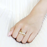 TK3632 - IP Gold(Ion Plating) Stainless Steel Ring with Top Grade Crystal in Clear - Alamode - Flyclothing LLC