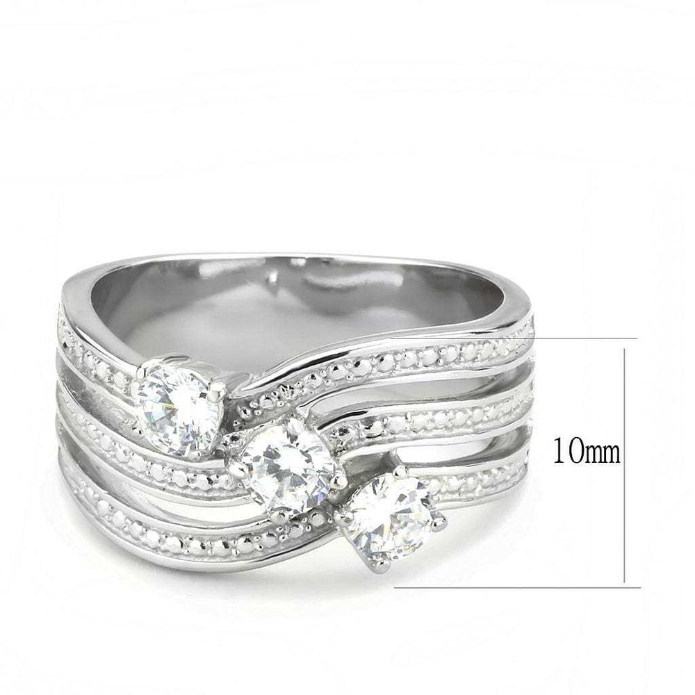 TK3633 - High polished (no plating) Stainless Steel Ring with AAA Grade CZ in Clear - Alamode - Flyclothing LLC