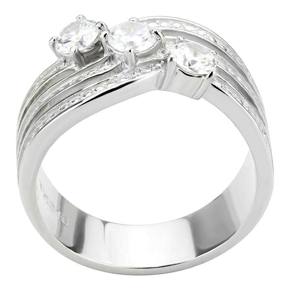 TK3633 - High polished (no plating) Stainless Steel Ring with AAA Grade CZ in Clear - Alamode - Flyclothing LLC