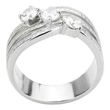TK3633 - High polished (no plating) Stainless Steel Ring with AAA Grade CZ  in Clear - Alamode