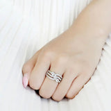 TK3633 - High polished (no plating) Stainless Steel Ring with AAA Grade CZ in Clear - Alamode - Flyclothing LLC