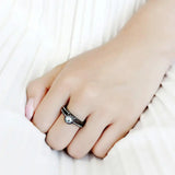 TK3634 - IP Black(Ion Plating) Stainless Steel Ring with Synthetic Synthetic Glass in Sea Blue - Alamode - Flyclothing LLC