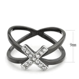 TK3635 - Two-Tone IP Black (Ion Plating) Stainless Steel Ring with AAA Grade CZ  in Clear - Alamode