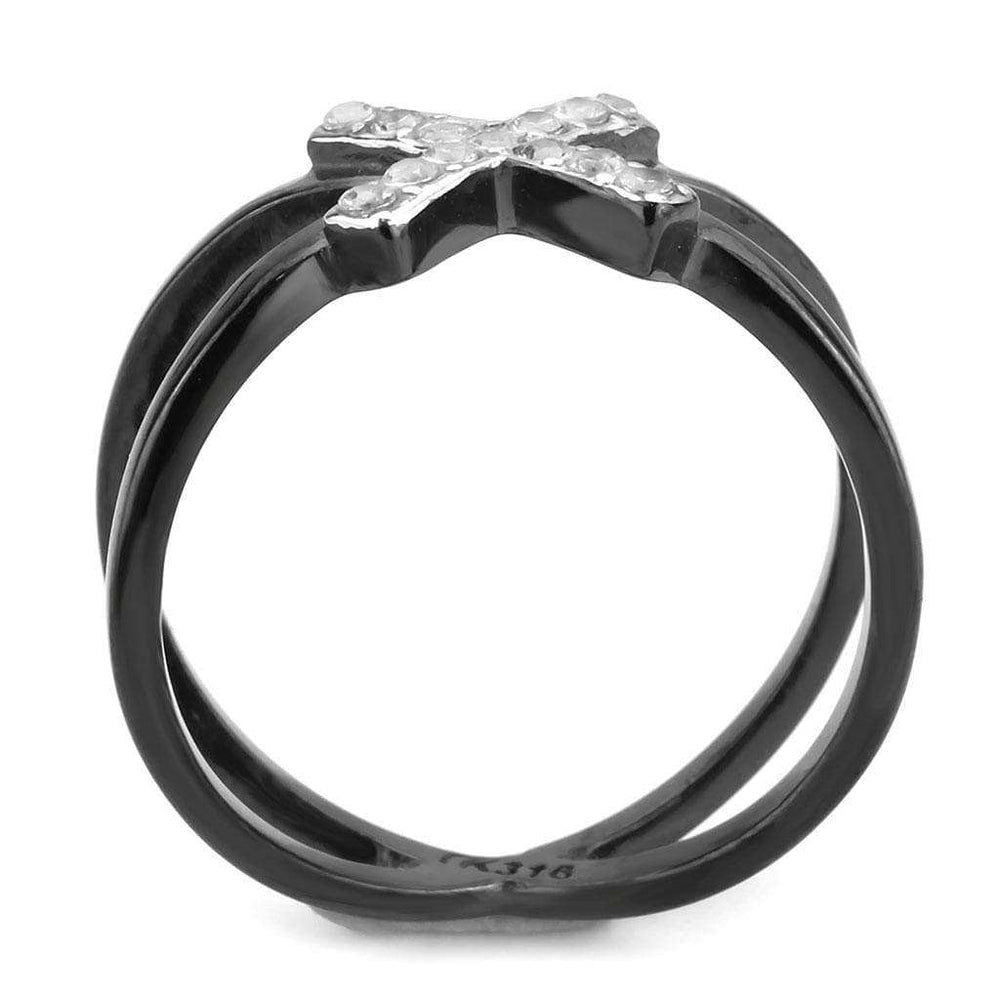TK3635 - Two-Tone IP Black (Ion Plating) Stainless Steel Ring with AAA Grade CZ in Clear - Alamode - Flyclothing LLC
