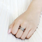 TK3635 - Two-Tone IP Black (Ion Plating) Stainless Steel Ring with AAA Grade CZ in Clear - Alamode - Flyclothing LLC