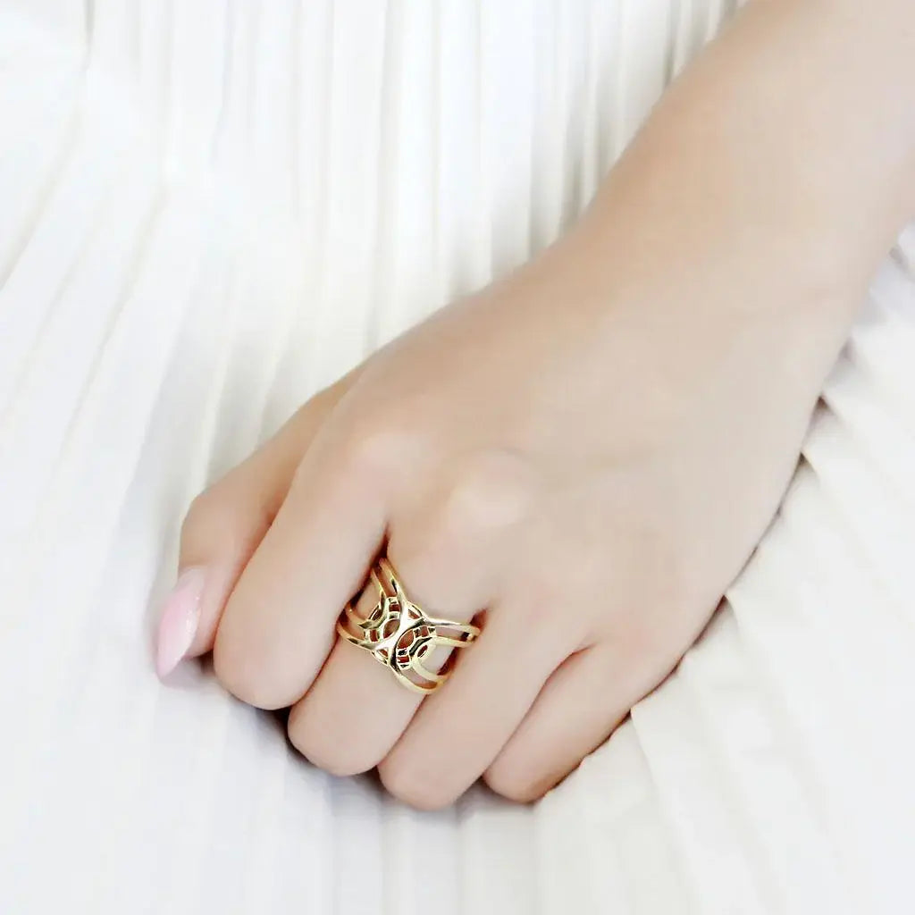 TK3639 - IP Gold(Ion Plating) Stainless Steel Ring with No Stone - Alamode - Flyclothing LLC