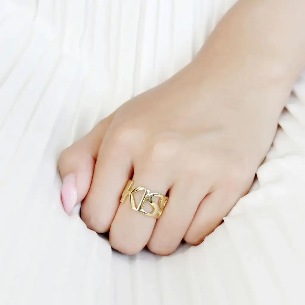 TK3640 - IP Gold(Ion Plating) Stainless Steel Ring with No Stone - Alamode - Flyclothing LLC