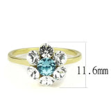 TK3642 - IP Gold(Ion Plating) Stainless Steel Ring with Synthetic Synthetic Glass in Sea Blue - Alamode